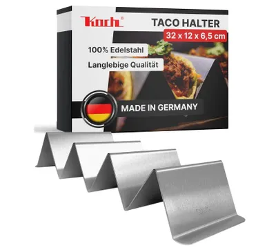 Produktbild von Koch #94 Halter/Ständer für Tacos, Hot Dogs, Bratwurst! Profi- Qualität aus rostfreiem V2A Edelstahl MASSIV 700g! Für Catering, Bistro, Kantine, Kiosk