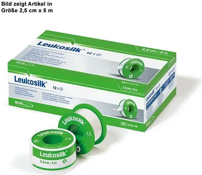 Produktbild von BSN Leukosilk Fixierpflaster mit Schutzring, weiß, Maße:2.5 cm x 5 m. 1 Stück