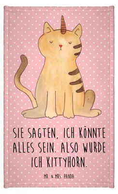 Produktbild von Mr. & Mrs. Panda Handtuch Einhorn Katze - Rot Pastell - Geschenk, Glitzer, Klein, Mini-Handtuch, Unicorn, Baumwollhandtuch, frottee gästehandtuch, Regenbogen, Gäste-WC