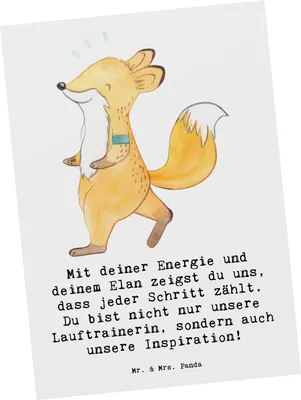 Produktbild von Mr. & Mrs. Panda Ansichtskarte Lauftrainerin Inspiration - Weiß - Geschenk, Trainingspläne, Gesundheit, Postkarte, Sportart, einzelkarte, Laufen Trainerin, Ansichtskarten