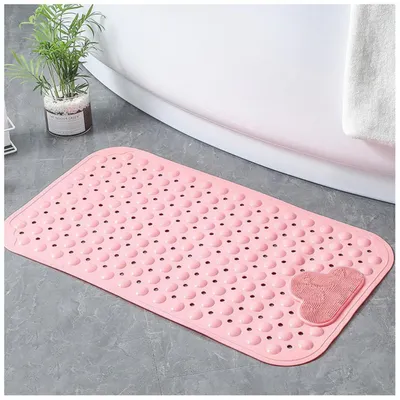 Zdjęcie produktu dla Mata pod prysznic antypoślizgowa, 80 x 50 cm, różowa, z przyssawkami i funkcją masażu