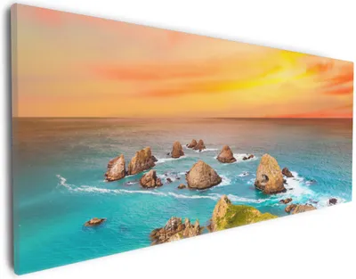 Produktbild von Wallario Premium Leinwandbild Himmel am Abend in Größe 30 x 75 cm