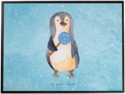 Produktbild von Mr. & Mrs. Panda Schreibtischauflage Pinguin Lolli - Eisblau - Geschenk, schreibtischunterlage, Schreibunterlage, Süßigkeiten, tischpad, Pinguine, Heißhunger, Spruch