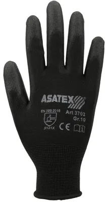 Zdjęcie produktu dla Rękawice rozmiar 10 czarne EN 388 PSA II Nyl.w.PU ASATEX