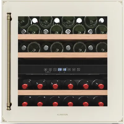 Produktbild von Klarstein Vinsider Victoria 36 Weinkühlschrank – 36 Flaschen, 2 Zonen, 5–22°C, Touch-Bedienung, LED, UV-Schutz, einbaufertig, leise, creme