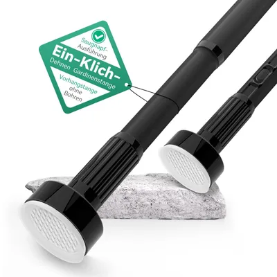 Zdjęcie produktu dla Elzusha - Teleskopowy pręt do zasłon - 100 - 160 cm, czarny, montaż bez wiercenia