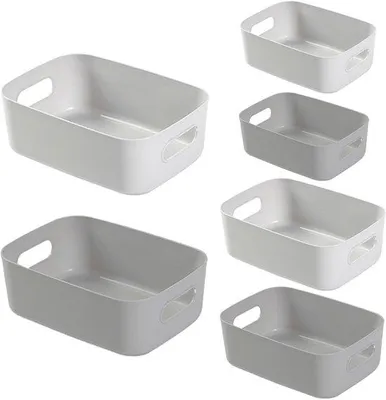 Productafbeelding van Set van 6 Plastic Opbergdozen - Voor Keuken, Badkamer en Kantoor
