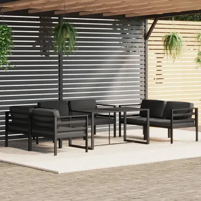 Immagine prodotto di Set salotto da giardino 7 pezzi con cuscini alluminio antracite, set mobili da giardino 2024 New