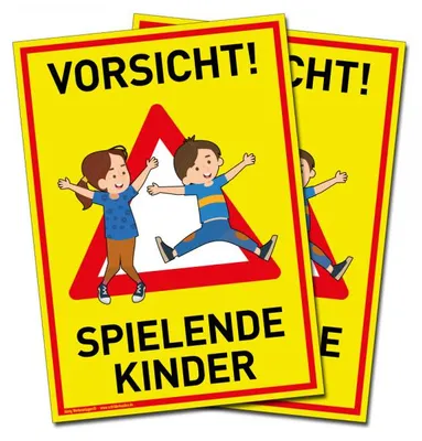 Produktbild von 2 Große Schilder Vorsicht! Spielende Kinder | PVC 30 x 42 cm | Achtung Spiepl...