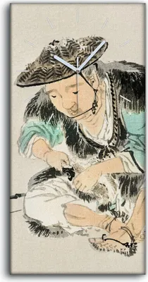 Produktbild von Wandbild Leinwand Bilder Wanduhr 30x60 Malerei Asiatische Fischer Kunst - weiße Hände