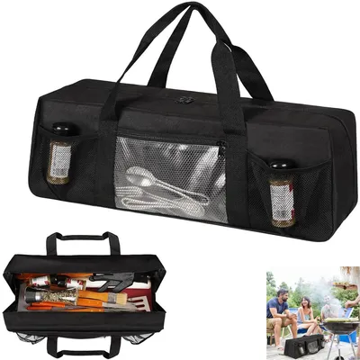 Produktbild von Aufbewahrungskoffer für Grillutensilien im Freien für Werkzeuge bis zu 22 Zoll, großer Grillzubehör-Caddy mit Mehreren Taschen, nur Tasche, 18x16x55cm