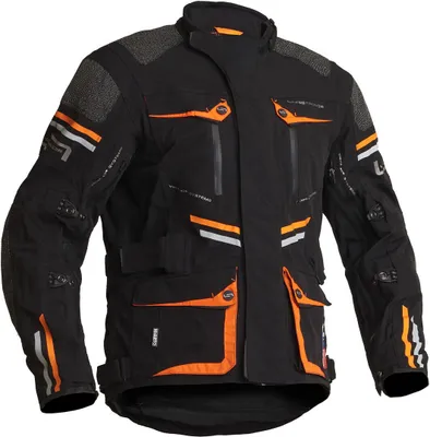 Zdjęcie produktu dla Wodoodporna tekstylna kurtka motocyklowa Lindstrands Sunne, czarny/pomarańczowy, 52