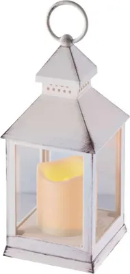 Obrázok produktu pre LED dekorácia LATERNE, starožitná biela, 24x10,5 cm, blikajúca, interiérová, vintage, časovač