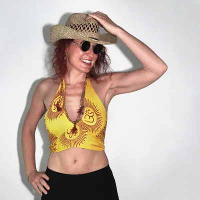 Produktbild von Neckholder Top gelb rot Oberteil Sommer Strand