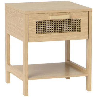 Produktbild von Nachttisch – Beistelltisch mit Schubladen – Kommode – Geeignet für Schlafzimmer und Arbeitszimmer – 40 x 40 x 48,4 cm – Holzfarbe
