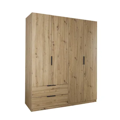 Produktbild von Kleiderschrank ESPRESSO, 4-türig, Artisan Eiche, 2 Schubladen, 2 Kleiderstangen