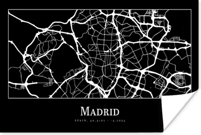 Produktbild von MuchoWow® Poster Madrid - Karte - Stadtplan 120x80 cm - Bilder