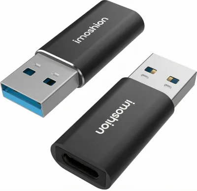 Produktbild von imoshion 2x USB-A 3.1 (Stecker)-auf-USB-C (Buchse)-Adapter – OTG – Schwarz