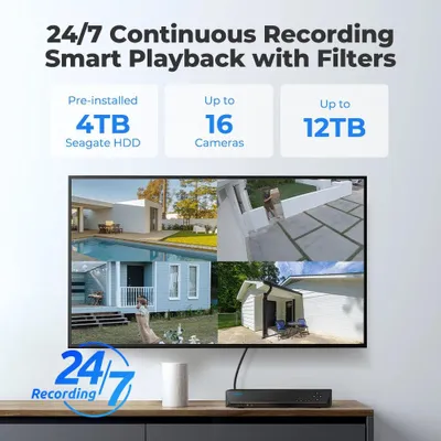 Image de Enregistreur vidéo en réseau (NVR) 16 canaux, compatible PoE – Enregistreur de vidéosurveillance – Enregistreur pour caméras IP – Système de surveillance