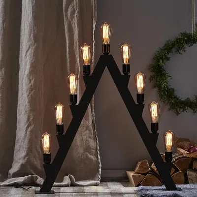 Immagine prodotto di Lampada da finestra "Max" - 9 luci - Attacchi E27 - Larghezza: 60 cm, Altezza: 77 cm - Interruttore - Colore: nero
