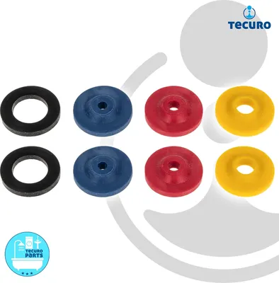 Produktbild von tecuro 8-teiliges Wasser-Spar-Set für Brauseschlauch/Duschkopf - Wasserdurchflussbegrenzer Blau 5 Liter, Rot 7 Liter, Gelb 11 Liter