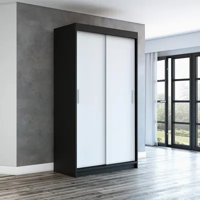 Produktbild von Schwebetürenschrank, 2-türig Schrank! Moderne Garderobe für Kleidung. Verschiedene Farben (Weiß, Schwarz, Somona) Kleiderschrank PAX 120 cm