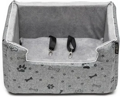 Obrázek produktu pro Sedadlo do auta pro psy, kočky, zadní sedadlo pro domácího mazlíčka, sedadlo spolujezdce Pelíšek pro psa Suede Grey/Black M: 47x40 cm