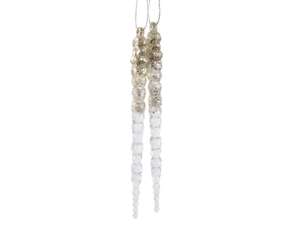 Produktbild von Christbaumschmuck Eiszapfen 14cm Kunststoff 2 Stück champagner / gold