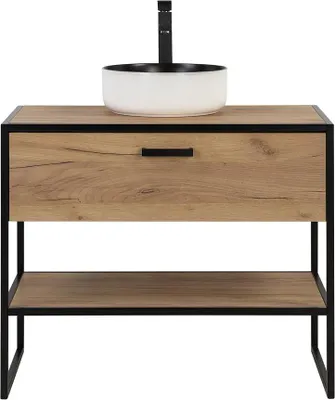Produktbild von Badmöbel Set 90cm Waschbecken Loft Unterschrank Waschtisch Schublade Waschtische