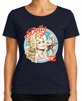 Immagine prodotto di Maglietta da donna, stile retrò, con la scritta "Dolly Parton, 72, leggenda della musica country, Nashville", colore blu navy, taglia M