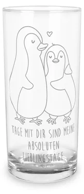 Produktbild von Mr. & Mrs. Panda Longdrinkglas Pinguin umarmen 200 ml - Transparent - Geschenk, Hochzeitsgeschenk, Tumbler, Liebesbeweis, Umarmung, Glas, Wasserglas, Glasbecher, Liebe