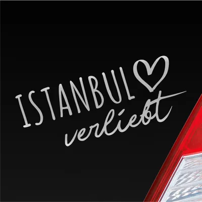 Produktbild von Auto Aufkleber Istanbul verliebt Herz Stadt Heimat Liebe Car 19x8 cm Silber Sticker Heckscheibenaufkleber