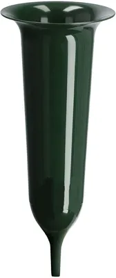 Grafvaas 30 cm, grün, rund, Kunststoff, mit Erdspieß