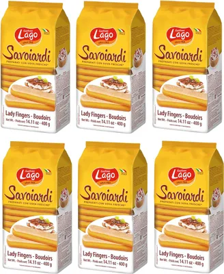 Produktbild von 6x Gastone Lago Savoiardi Traditionelle Sardische Kekse,an der Oberfläche leicht gezuckert mit leichtem Zitronenaroma 400g