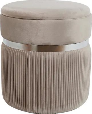 Produktbild von Samt-Aufbewahrungshocker mit Rillenstruktur und Metall-Detail – elegantes, modernes und multifunktionales Design für Wohnzimmer, Schlafzimmer und Flur – YUMA