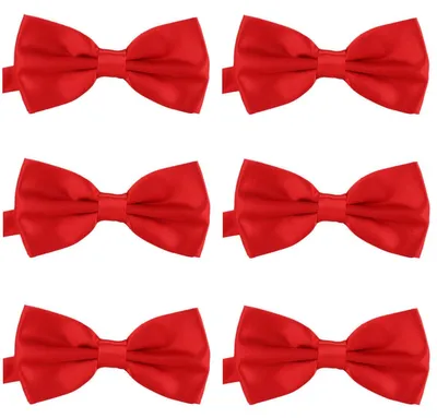 Produktbild von 6er Set DonDon Herren Fliege 12 x 6 cm gebunden und längenverstellbar rot