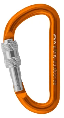 Oranger Materialkarabiner "Accessory Classic Screw" von Aliens; geeignet für Klettern.