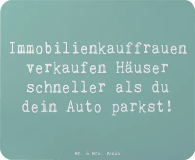 Produktbild von Mr. & Mrs. Panda Mousepad Spruch Immobilienkauffrau - Meeresbrise - Geschenk, Freundschaftliche Geschenke, Immobilienliebhaber, pc mauspad, Beratung, Beruf, Berufspassion