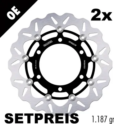 Immagine prodotto di Set di dischi freno Galfer 2x DF652CW WAVE® flottante anteriore 296x5mm per Triumph Trident 750 / 900 ccm anno 1991 - 1998