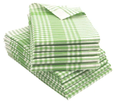 Produktbild von 10er Set Geschirrtücher 100% Baumwolle in 50x70 cm, saugstarke & robuste Küchentücher, grün kariert