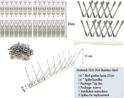 Produktbild von Famanu Vogelspikes Edelstahl 3,5 Meter - Effektiver Schutz gegen Vögel für Balkon, Dach und Fenster
