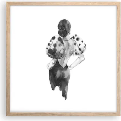 Produktbild von Gerahmtes Poster - Rahmen in heller Eiche - Frau Aquarell Schwarz - 50x50 cm - Wand Bild - Wanddeko - Wandbilder - Kunstposter - Wandposter - Bilderrahmen - Bilder - Kunstdruck - P2NAC50x50-4805