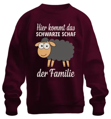 Produktbild von Hier kommt das schwarze Schaf der Familie lustiger Statement Sweatshirt Pullover, Burgundy, S
