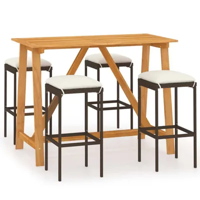 Produktbild von 5-tlg. Gartenbar-Set mit Kissen Braun