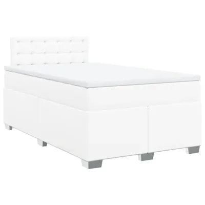 Image de Sommier à lattes de lit avec matelas blanc 120x190cm similicuir