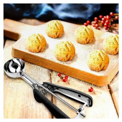 Produktbild von Eisportionierer aus Edelstahl, Durchmesser 4 cm, 5 cm oder 6 cm, Eislöffel mit Auswerfer für Eis, Melonenkugeln, Keksteig und Kuchen
