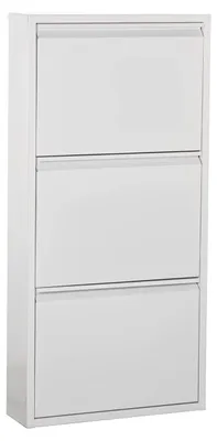 Metall-Schuhschrank mit 5 Türen, Weiß, 50x16x169 cm