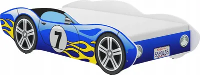 Produktbild von iGLOBAL Kinderbett Autobett Cars Bett Jugendbett Juniorbett Bett mit Lattenrost Stellage Schaumstoffmatratze Blau 140 x 70 cm