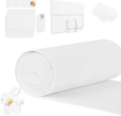 Immagine prodotto di Tessuto non tessuto bianco 30x300 cm, 3 mm, poliestere, tessuto per lavoretti creativi, fai da te, decorazione