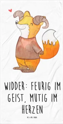 Produktbild von Mr. & Mrs. Panda Handtuch Widder Astologie - Weiß - Geschenk, Strandlaken, Badehandtuch, Sternzeichen, Astrologie, Großes, Strandtuch, Geburtstagsgeschenk, Duschtuch